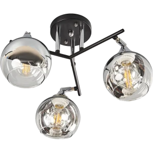 Люстра потолочная Присси 3 лампы, 9 м², цвет чёрный/хром