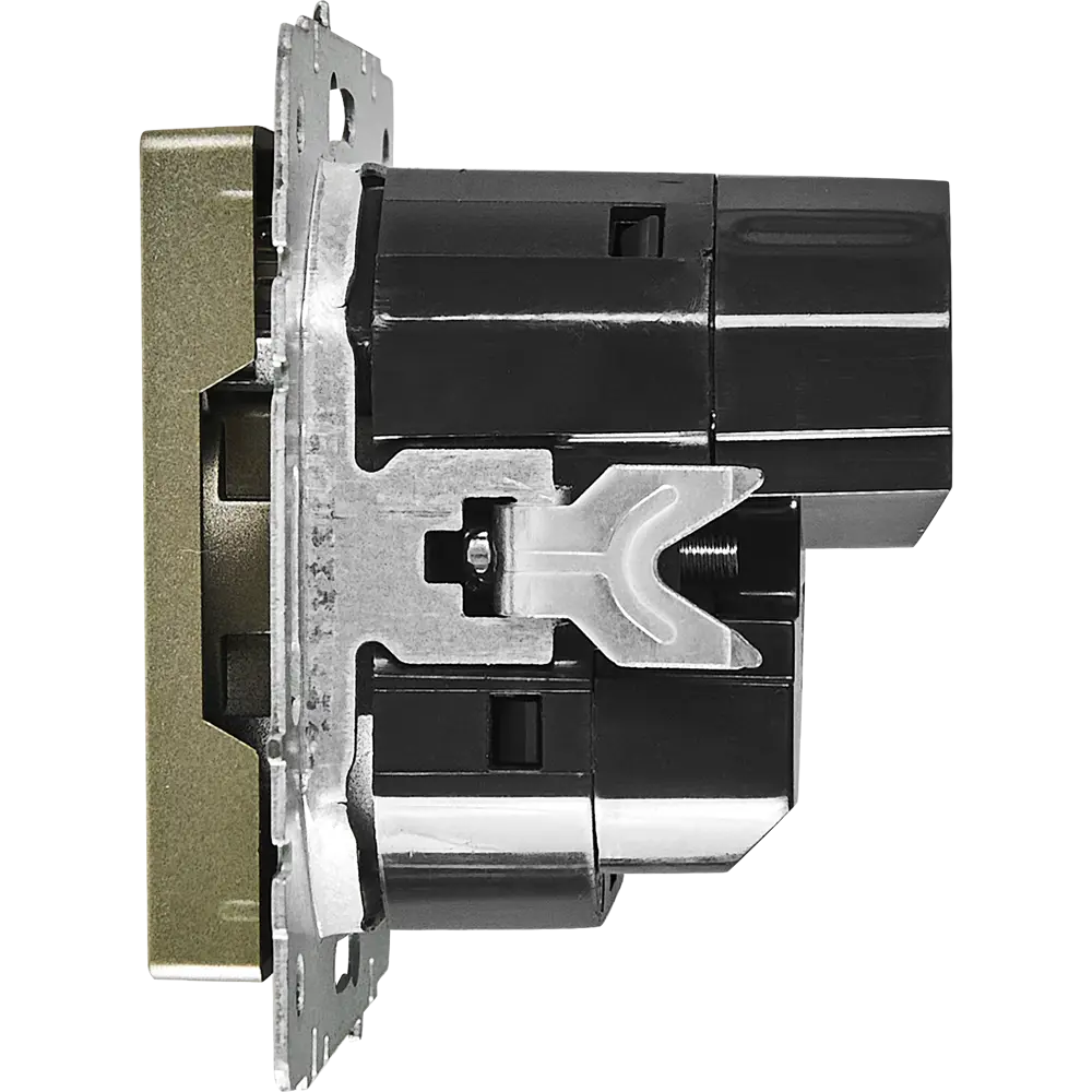 Розетка USB встраиваемая IEK Brite РЮш10-1-БрШ с заземлением цвет шампань STLM-2122738 - Вид №2