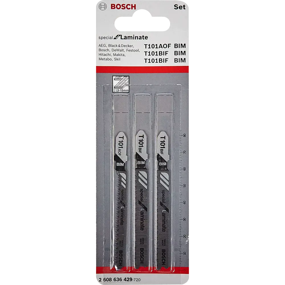 Набор пилок для лобзика по ламинату Bosch T101BIF/T101AOF, 3 шт. 82491394 STLM-2055429 BOSCH PROFESSIONAL  - Вид №3