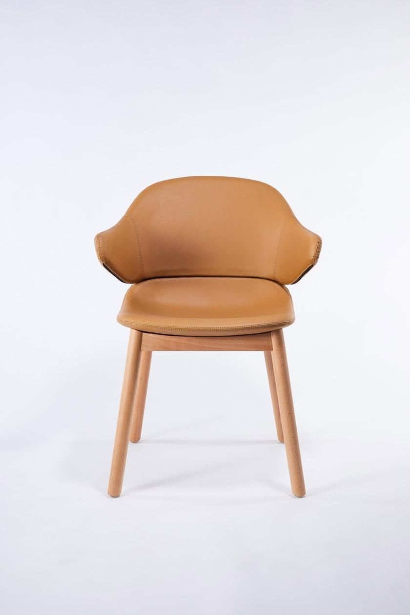 Grado Design Стул с кожаными подлокотниками и буковыми ножками Hug sun-id-1452857 - Вид №1