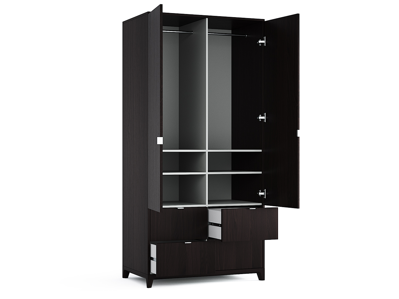 Шкаф двухдверный с ящиками дуб венге Case №4 THE IDEA  210403 Венге;черный  - Вид №1