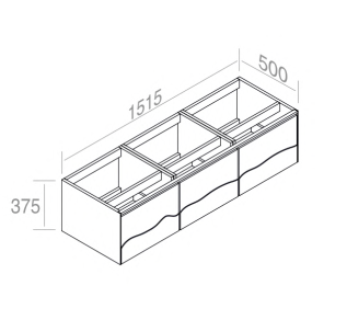 C375M3L50.101NC Тумба подвесная с 3 выдвижными ящиками A. e T. Italia TRACE Белый матовый - орех Каналетто Италия AeT ITALIA - Вид №7