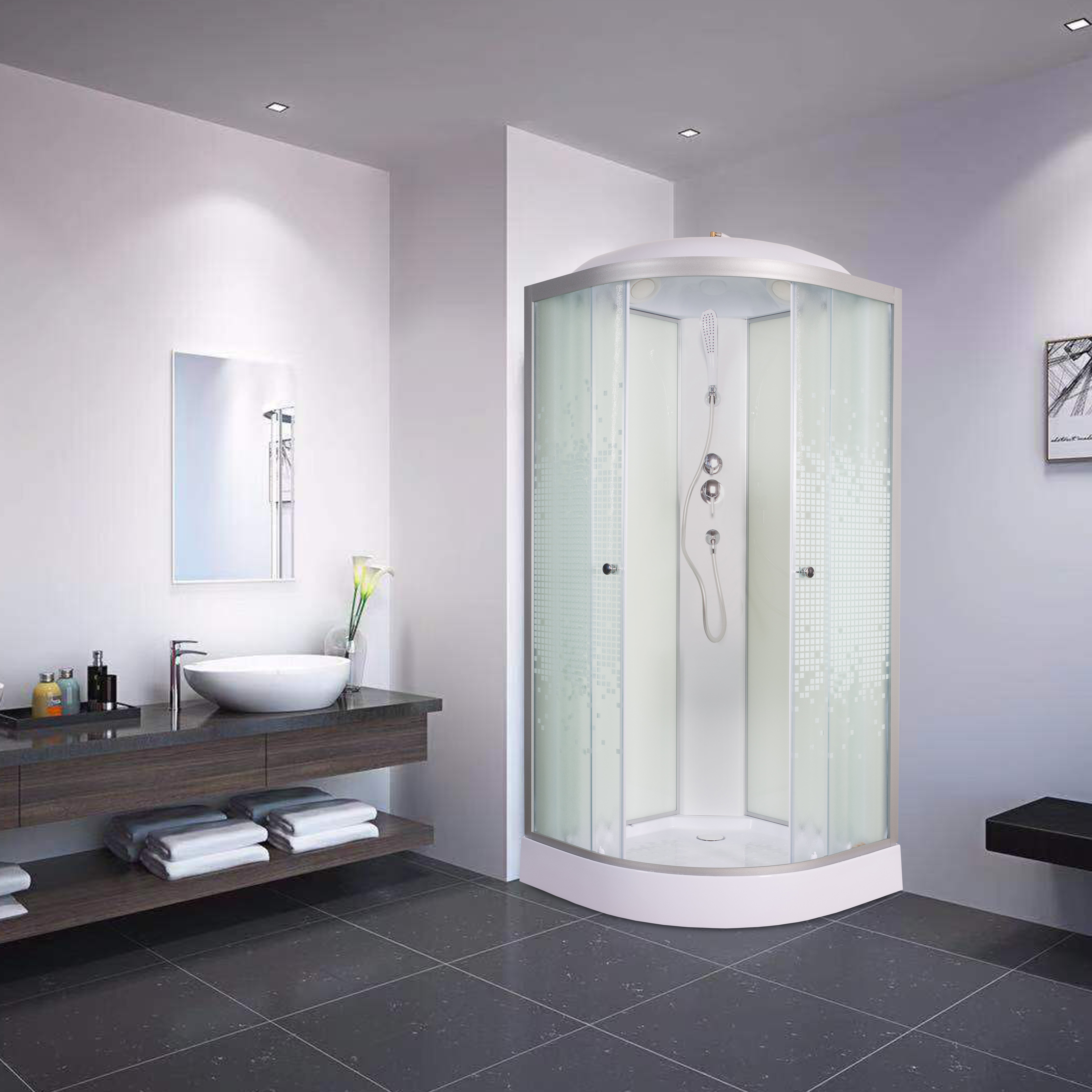 А09 LED с кнопкой и гидромассажем Душевая кабина DETO Серия А L 901 стандартная - Вид №34