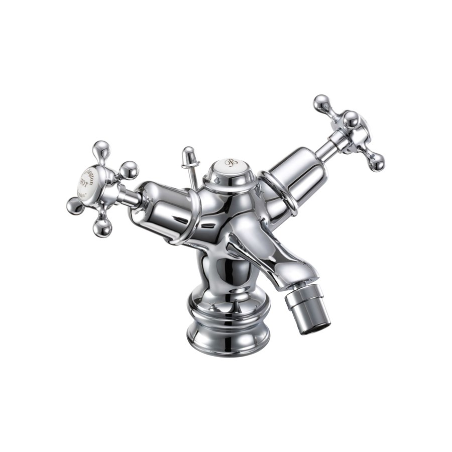 Burlington Смеситель для биде Claremont Regent со сливным клапаном Четверть оборота с черным акцентом CLR13-QT BLA  - Вид №1