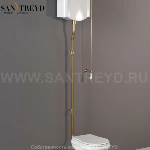 757391 Труба к высокому бачку (ранец) из 3 частей, латунь. Retro