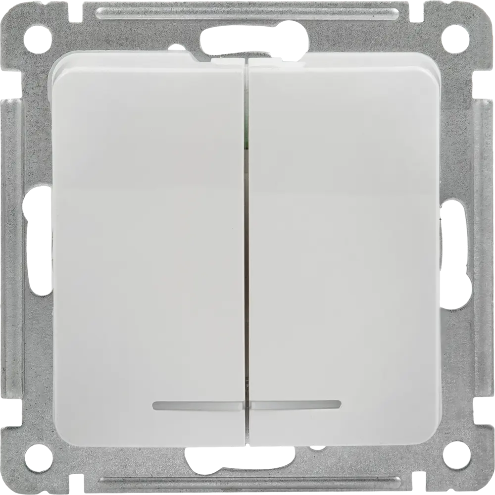 Выключатель встраиваемый Hegel Мастер 2 клавиши с индикатором цвет белый STLM-2057496