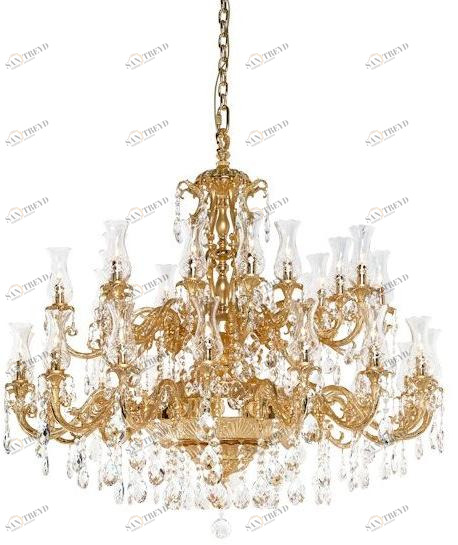 Possoni Illuminazione Люстра из чистого золота с пескоструйной обработкой и кристаллами swarovski® Howard 830/16+16-sw/g41