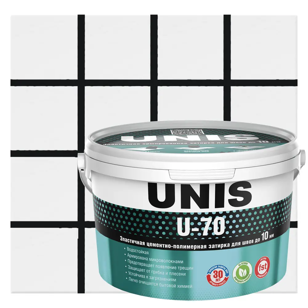 Затирка цементно-полимерная U-70 цвет черный 2 кг Unis STLM-2108513