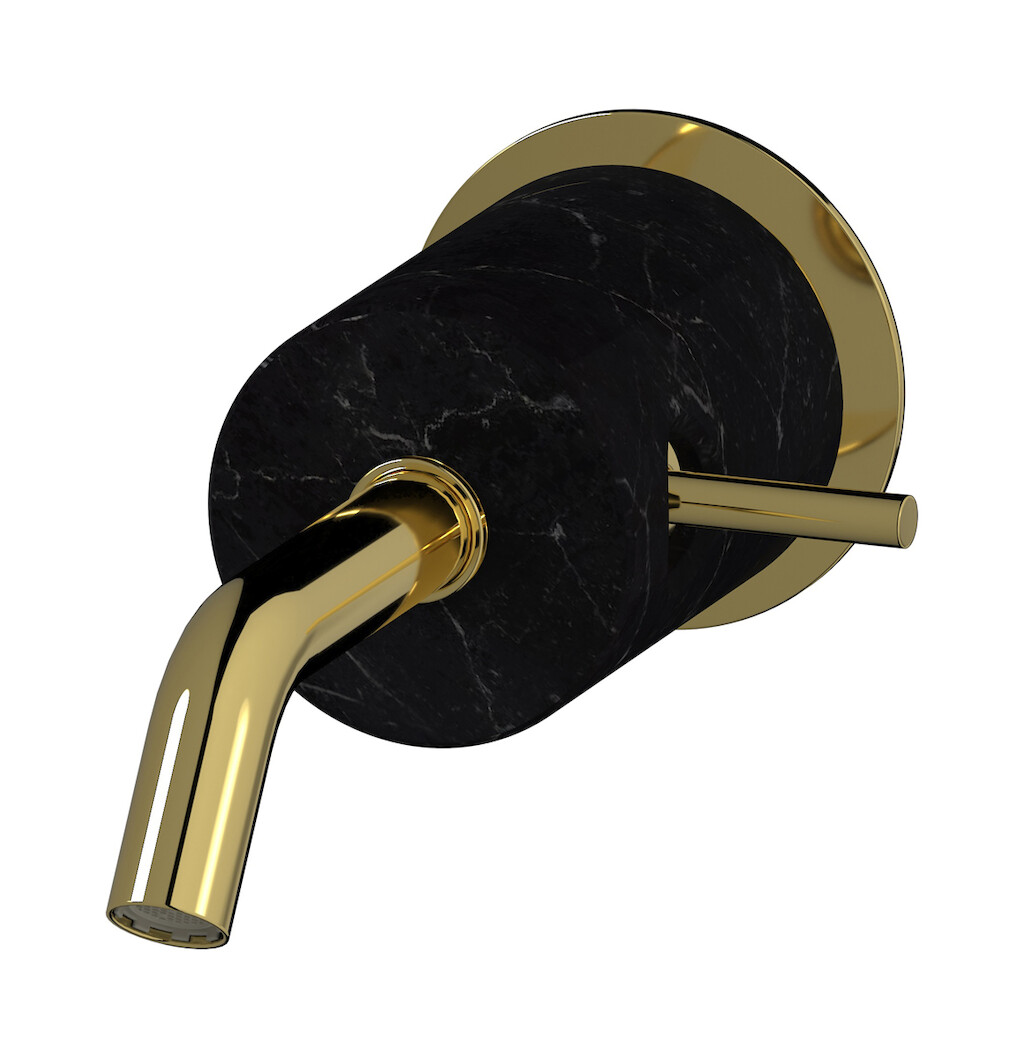 Встроенный в стену смеситель для раковины на 1 отверстие в комплекте с донным клапаном WE ARE IB mr209oo_2 Gold Marmo