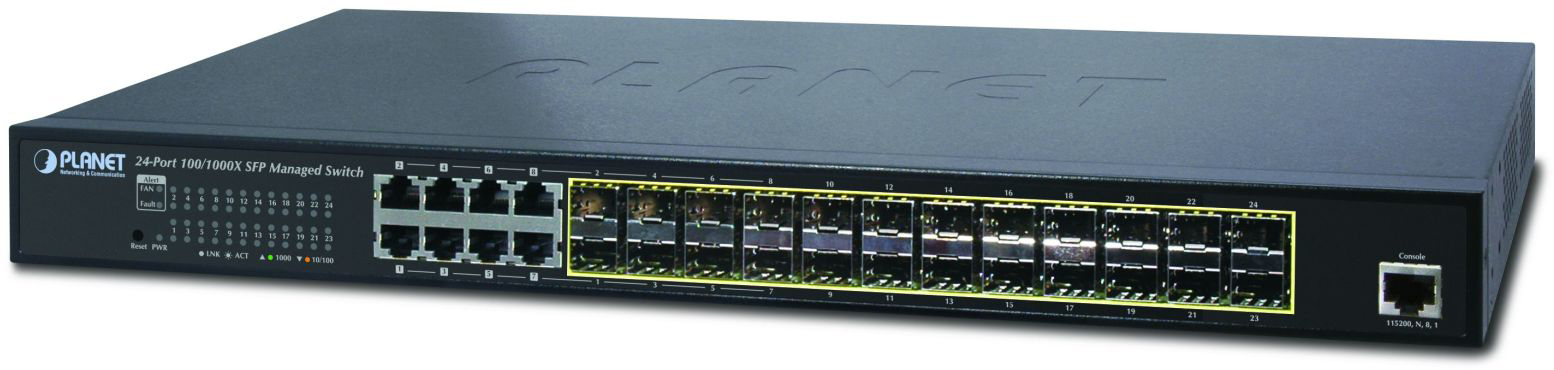 GS-5220-16S8CR Planet l2+/l4 24-port 100/1000x sfp with 8 shared tp managed switches, with hardware layer3 ipv4/ipv6 static routing, w/ 48v redundant power PLANET Technology Corporation Santreyd 