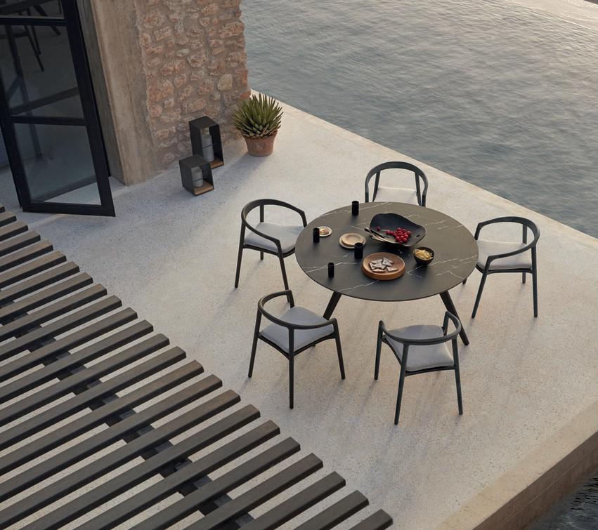 MNST982 Обеденный стол teak ⌀100см Manutti Torsa - Вид №5