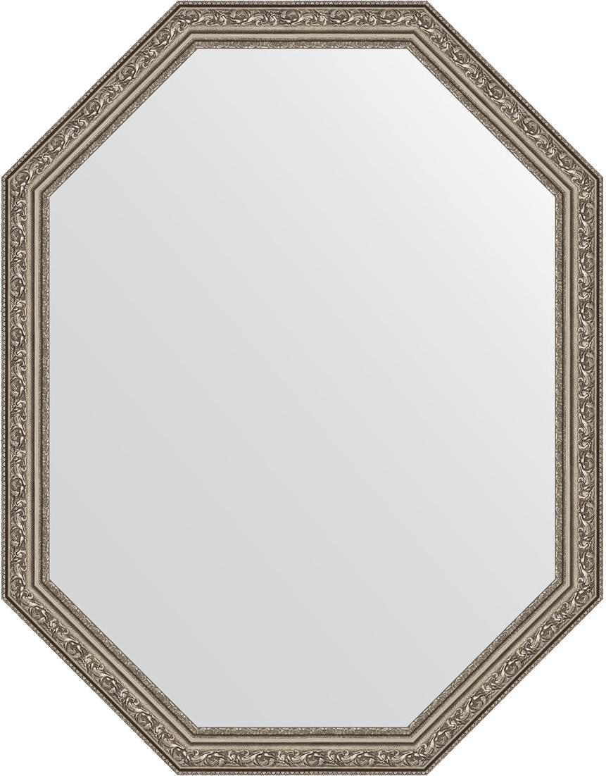 BY 7028 Зеркало в багетной раме - виньетка состаренное серебро 56 mm EVOFORM Octagon