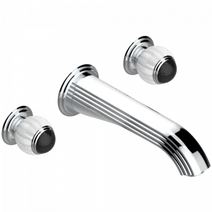 A8P-41SGB Внешняя часть смесителя встраиваемого в стену для ванны на три отверстия с изливом СУПЕР ГОЛИАФ Thg-paris Vogue c чёрным ониксом Хромированный