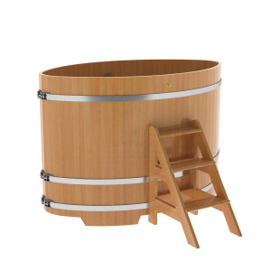 1180 Купель овальная из лиственницы 1,08х1,75х1,2 натуральная премиум Alyarus