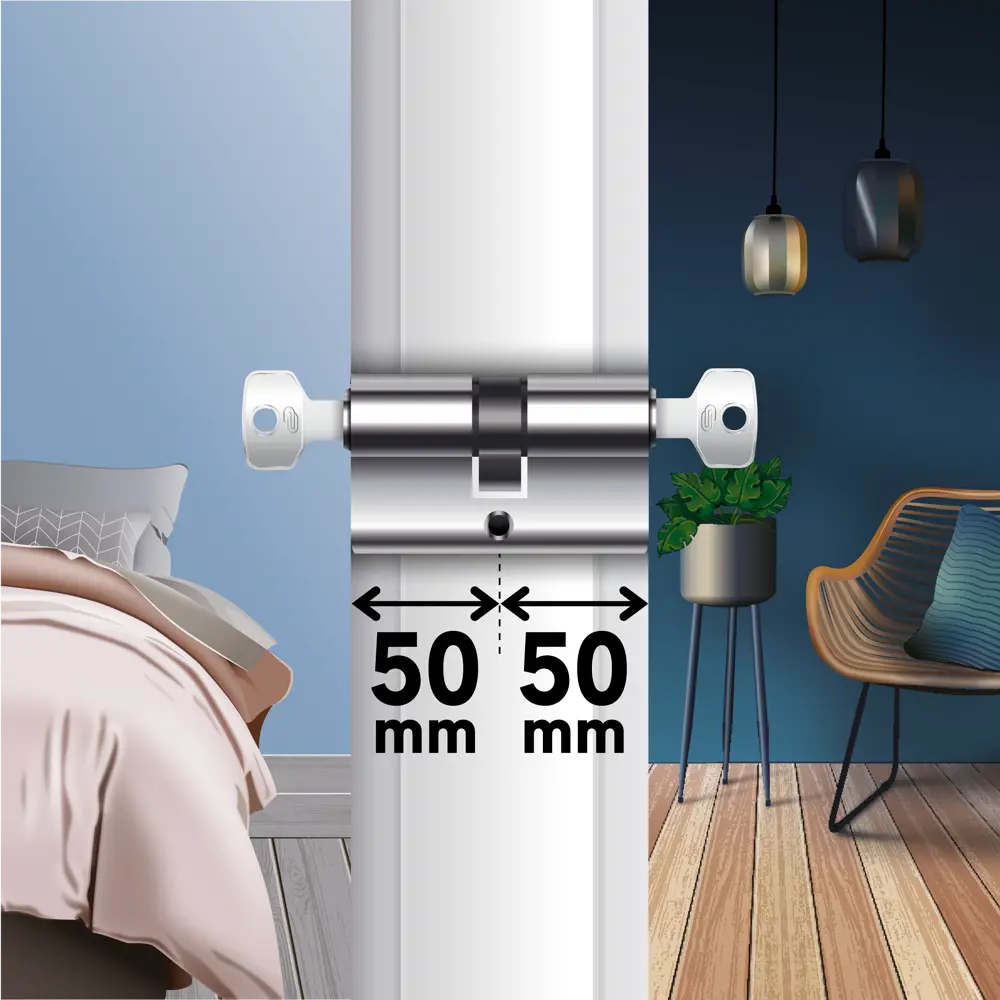 Цилиндр замка Standers TTAL1-5050CR с хромированным покрытием 82625286 STLM-0032173 - Вид №3