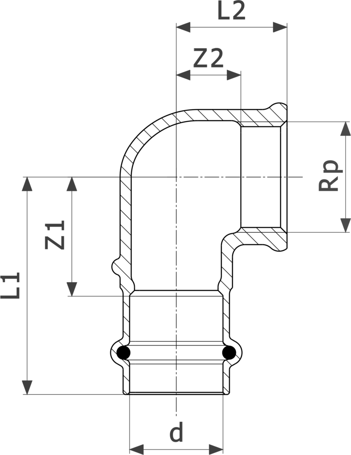 345 907 Модель 2614.2 Трубопроводные системы  Profipress G  Переходники/​переходные угольники Santreyd  - Вид №3