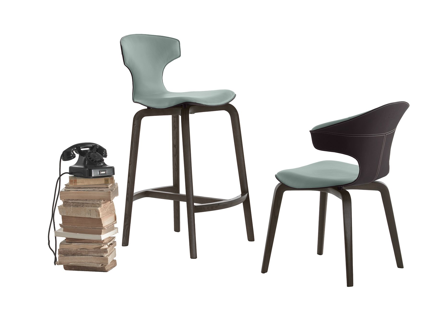 Высокий кожаный стул с подставкой для ног Poltrona Frau коллекция-столы и стулья ARCH-00017264 - Вид №1