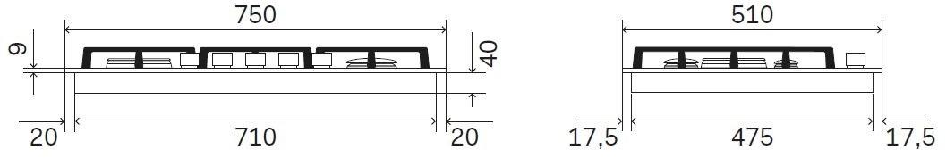 Ilve Газовая плита из закаленного стекла Professional plus Hcg75sck Santreyd  - Вид №1