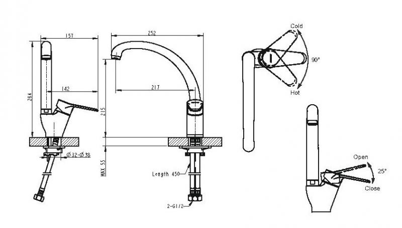Смеситель для кухни EMERALDA F7135147CP-1-RUS bravat  - Вид №1