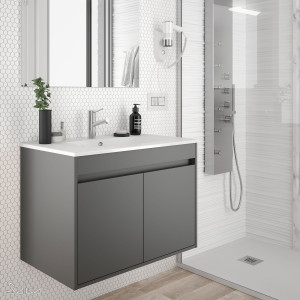 84966 SALGAR Мебель для умывальника NOJA 600 2 дв. MATT GREY + Раковина Мэтт Грей