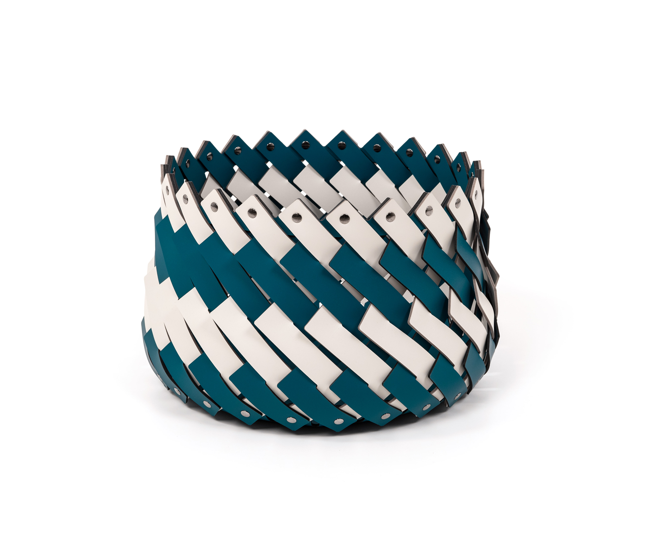 Корзина Almeria Bicolour - Ø 40XH27 см / регенерированная кожа серо-коричневый Pinetti 00.1143.082.027-048 - Вид №4