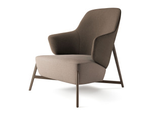 Тканевое кресло с подлокотниками и высокой спинкой