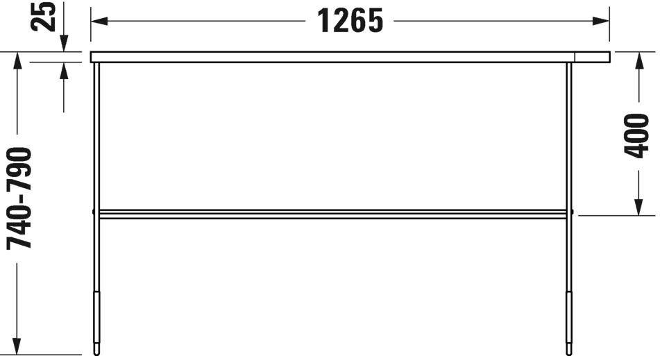 0031174600 Консоль металлическая напольная ** DuraSquare #003117 1265 x 451 мм
Черный матовый Black Matt Duravit - Вид №4