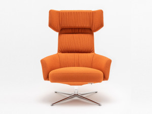 Кресло с откидывающейся спинкой из ткани