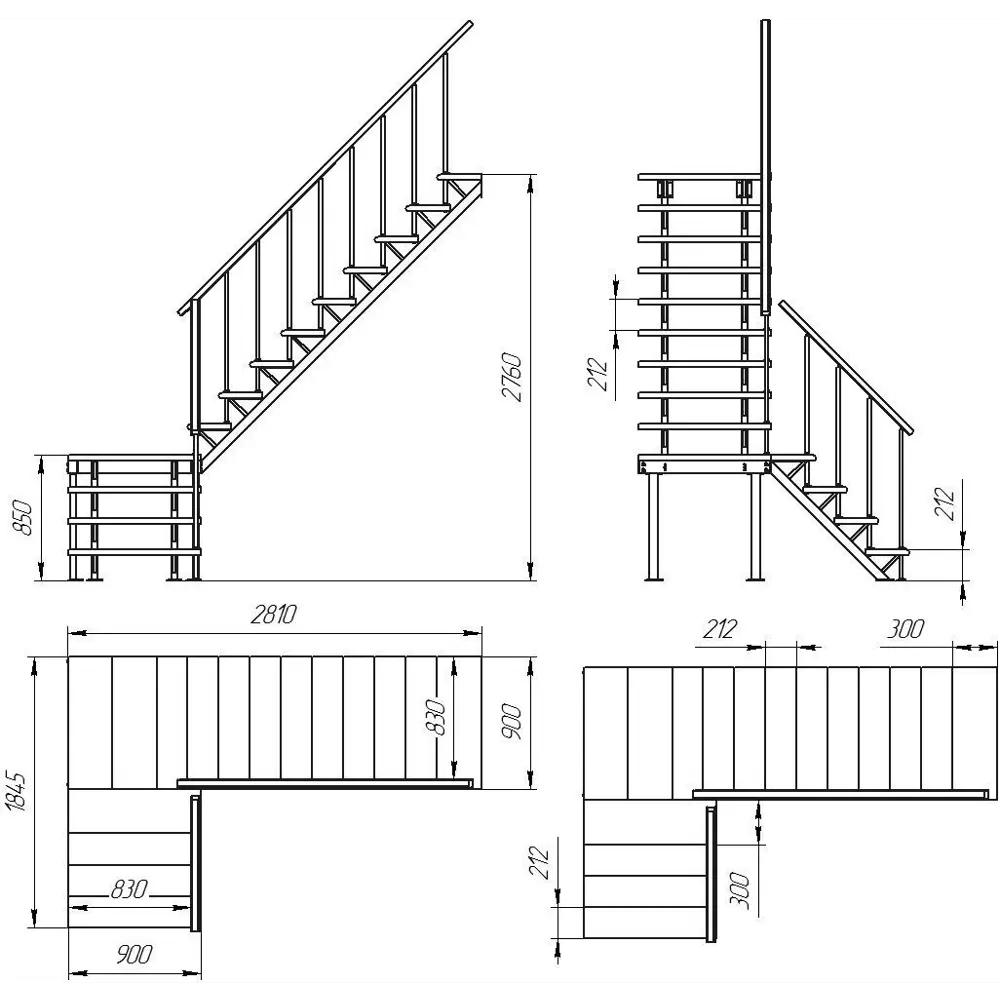 Лестница поворотная 90° ЛЕС-05 универсальная ЛЕСЕНКА STLM-2134014 - Вид №2