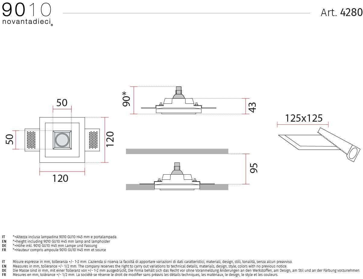 9010 novantadieci Встраиваемые настенные и потолочные светильники из cristaly®  4280  - Вид №2