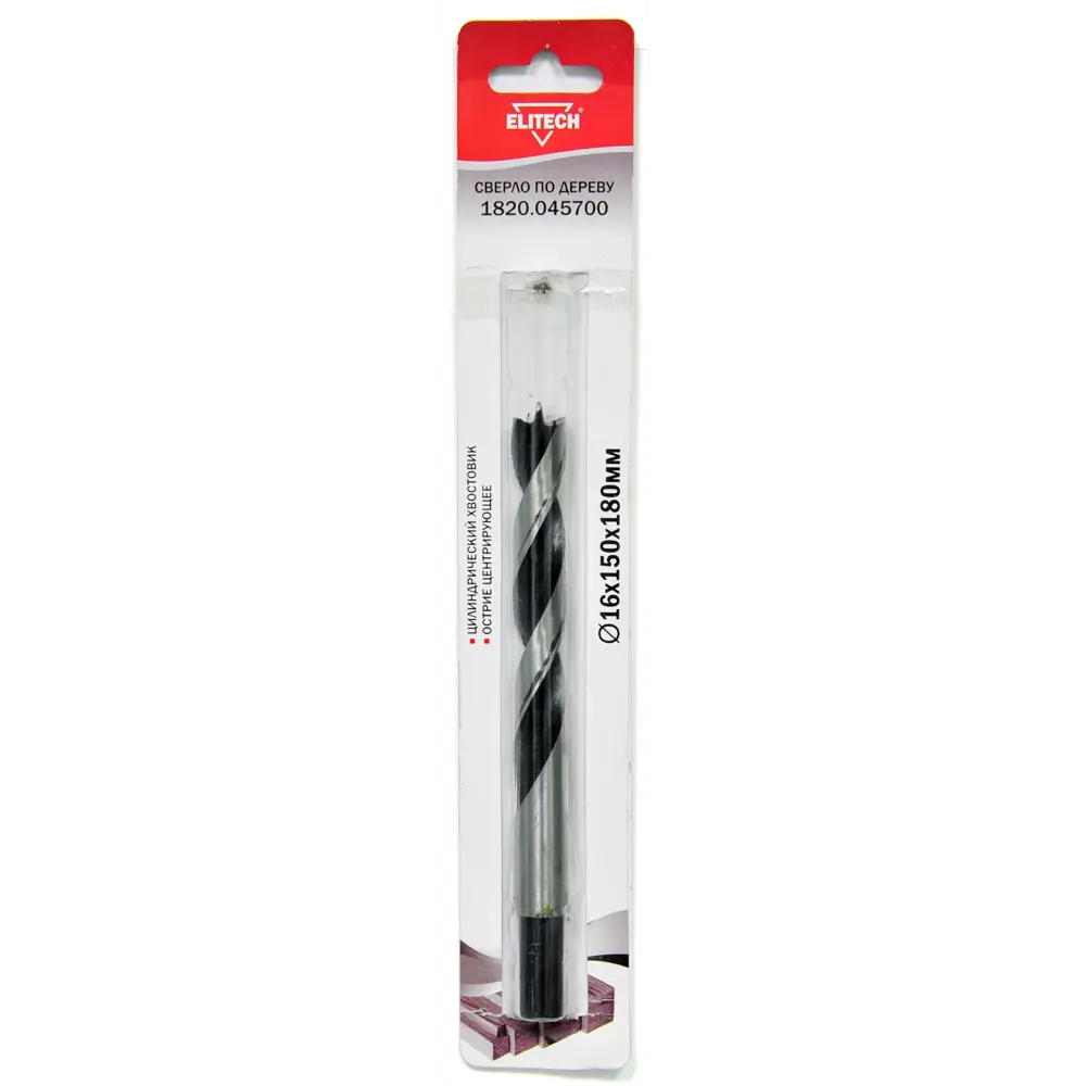 Спиральное сверло Elitech для дерева 16×180 мм 89402804 STLM-1563341