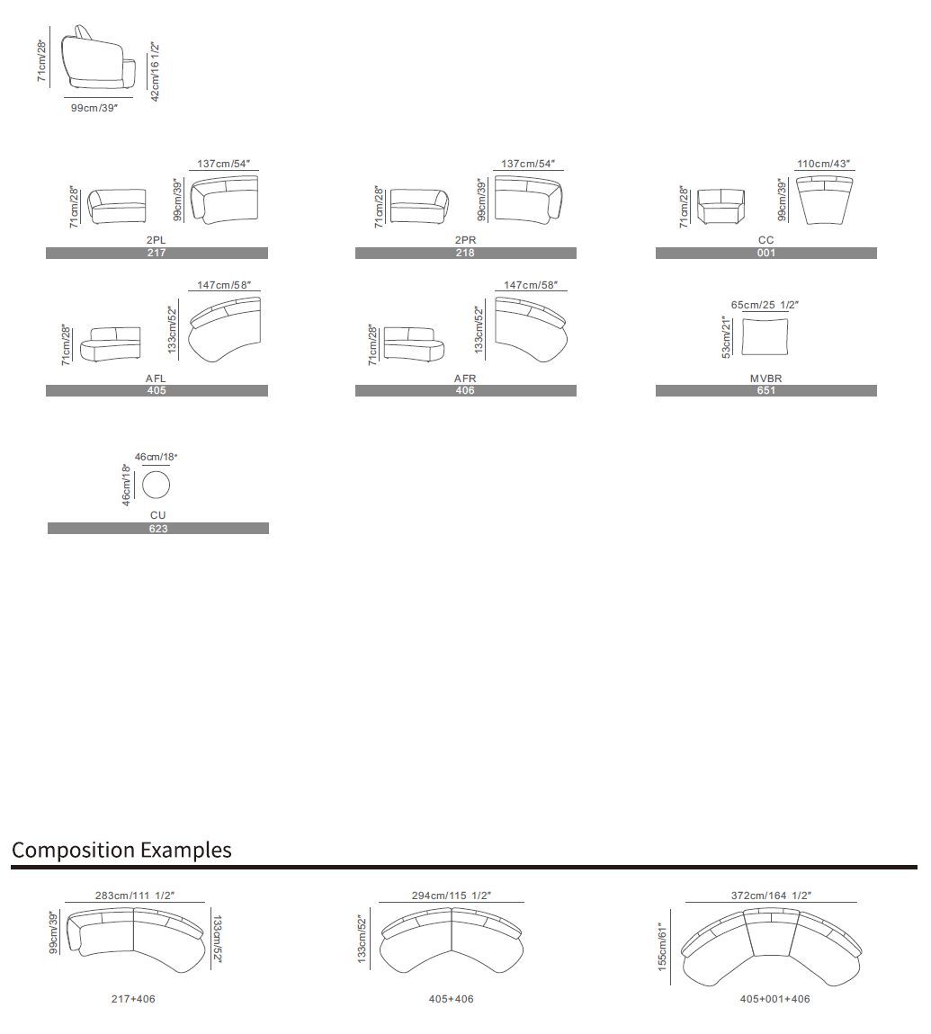 4-местный кожаный модульный изогнутый диван CAMPO DE' FIORI BELLA ARCH-00030047 - Вид №5