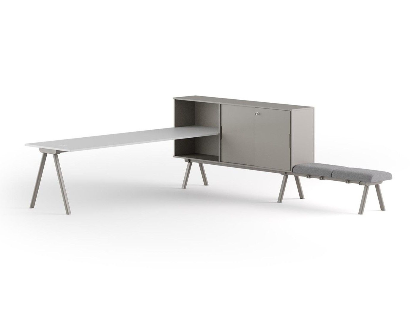 Рабочий стол со встроенной полкой и сиденьем GABER WORKSTATION 2027 SX + SEATER ARCH-00091824 - Вид №2