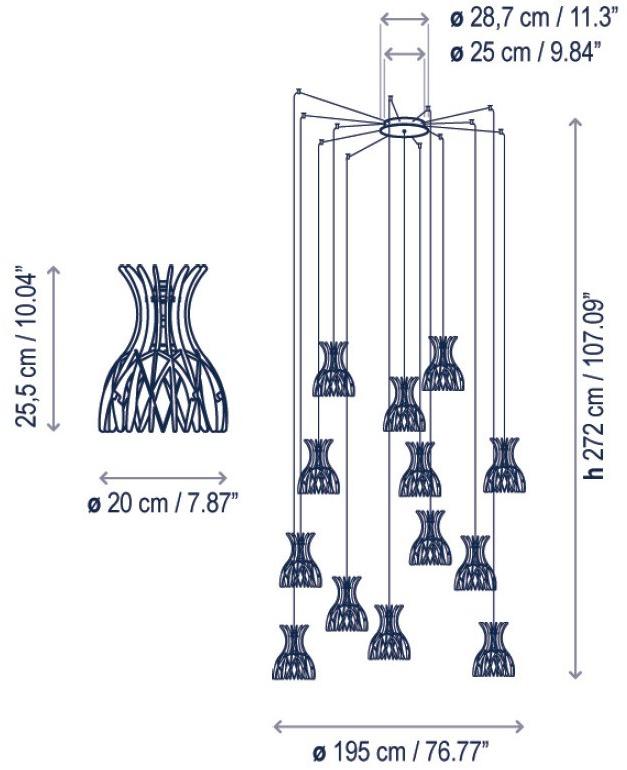 BOVER Led подвесной светильник из дерева Dome S/20/13l - Вид №2