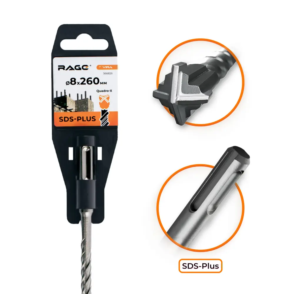 Бур по бетону RAGE SDS-plus 8×260 мм для перфораторов 89383444 STLM-1526792 - Вид №1