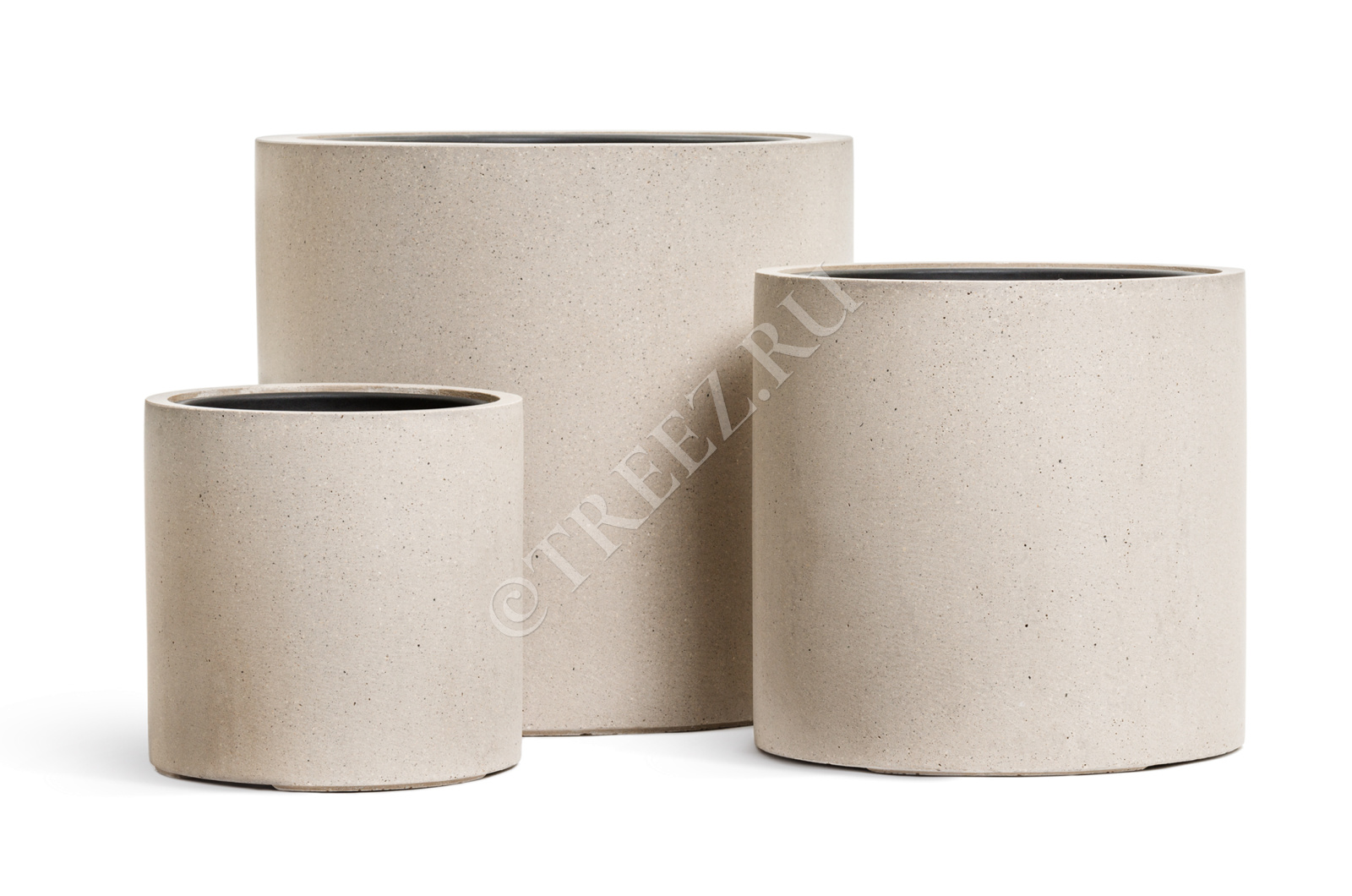 41.3320-02-028-BE-31 Кашпо  Effectory - серия Beton - Цилиндр - Белый песок Цветочная коллекция 