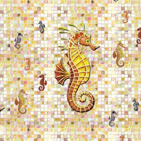 ВСТАВКА ИЗ СТЕКЛЯННОЙ МОЗАИКИ APM - SEA HORSE ALMA ХУДОЖЕСТВЕННЫЕ ВСТАВКИ APMSEAHORSE