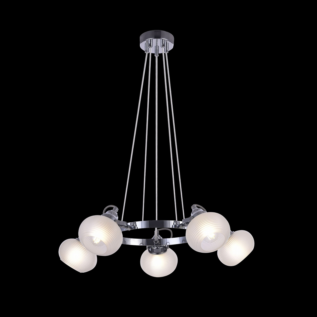 Светильник подвесной с 5 стеклянными плафонами хром Linda FR5690PL-05CH FREYA MODERN 00-3957107 Белый;хром - Вид №1