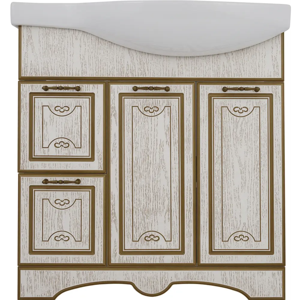 Тумба под раковину напольная «Луиза» 83 см цвет белое золото SANFLOR STLM-2048945