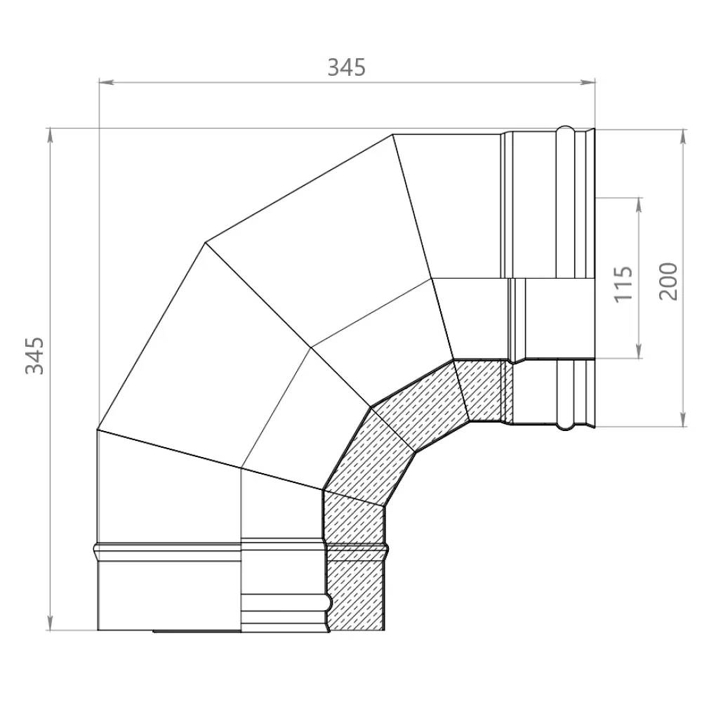 Сэндвич-колено Металлик и Ко 90° D115x200 мм 430/0.8 мм 83398164 STLM-2212378  - Вид №3