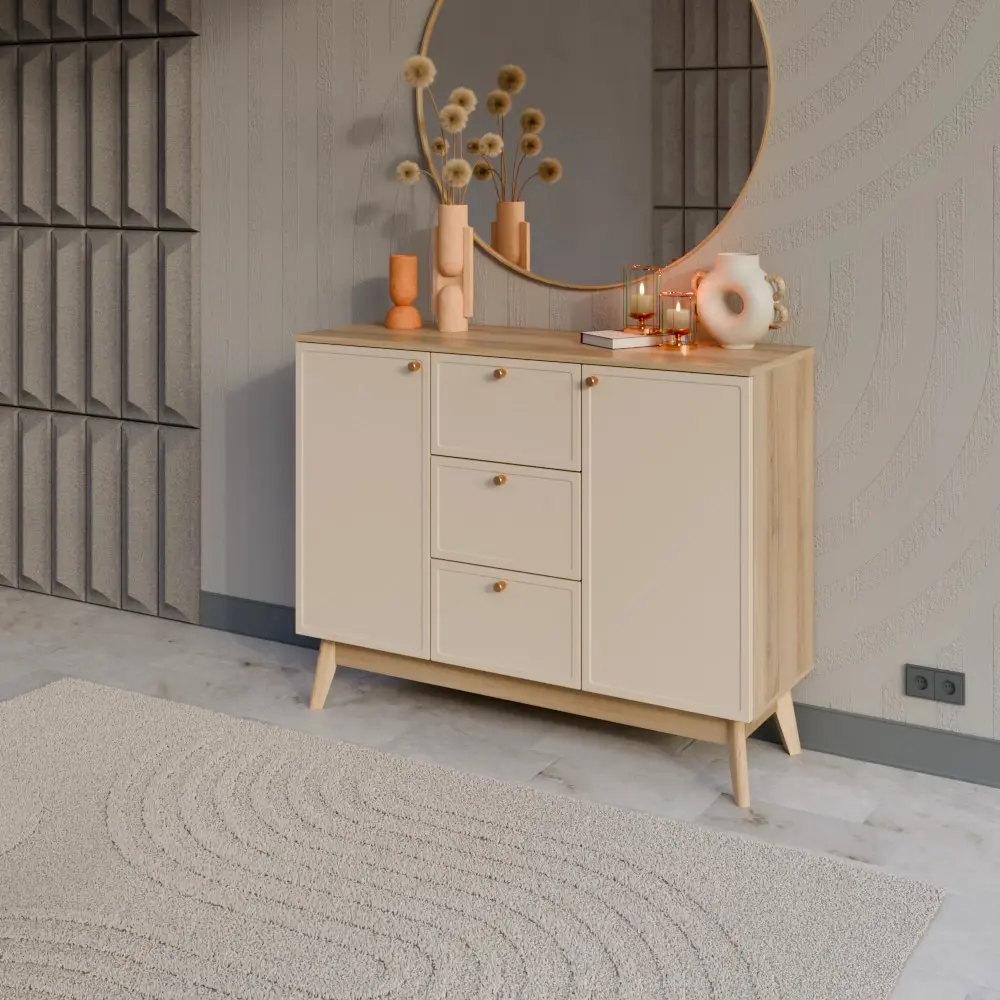 Комод KONSENSA Амьен 3 ящика 120x94x41.7 см ЛДСП цвет бежевый Лион STLM-2106596 - Вид №6