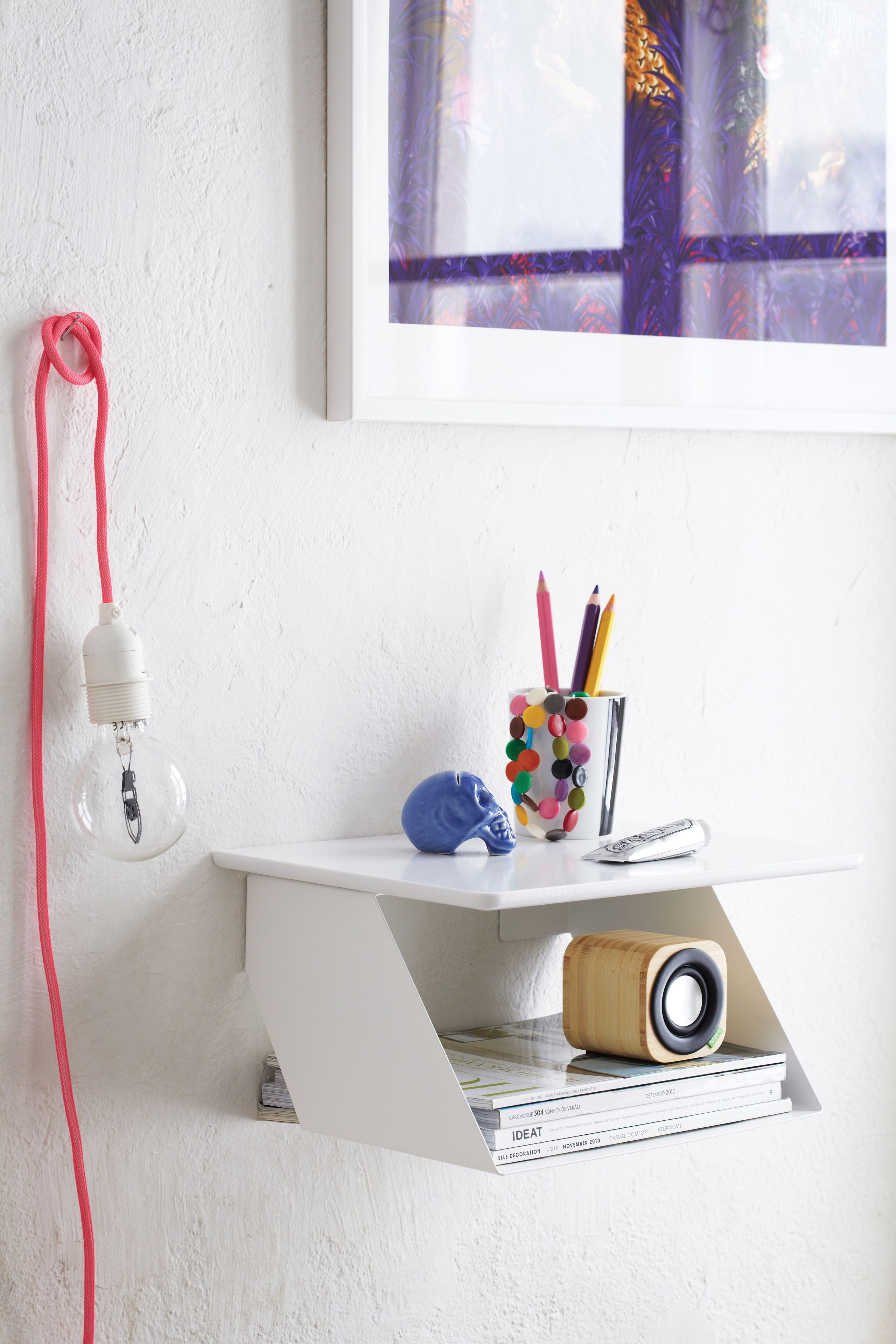 Окрашенная металлическая прямоугольная подвесная прикроватная тумбочка Maze Graphic ARCH-00025454 - Вид №1