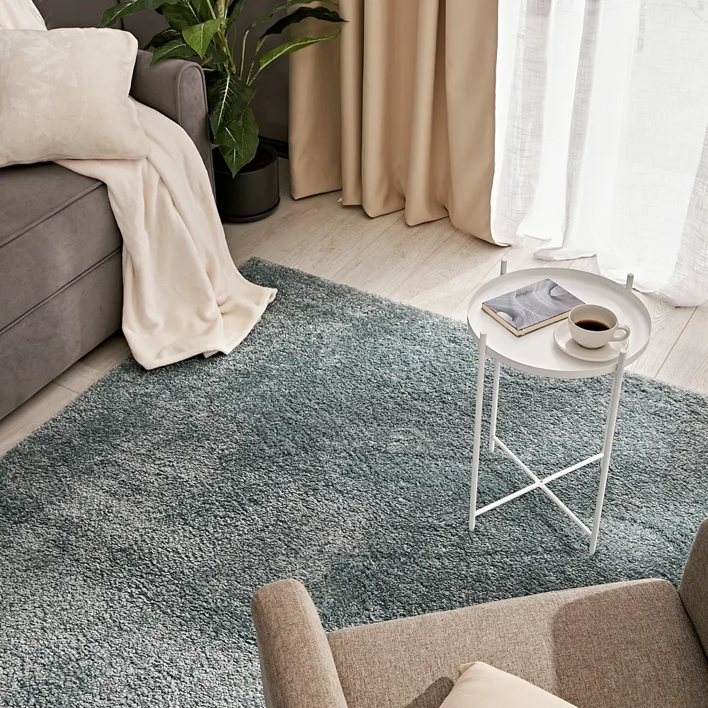 Ковер KREAFORTA Shaggy Bosfor с высоким ворсом в небесно-голубом цвете 100×200 см 89404539 STLM-1576659