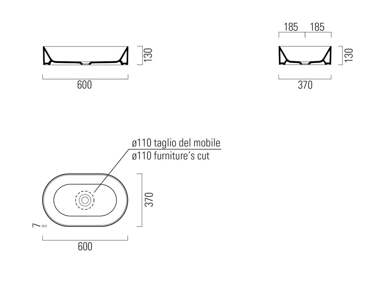 Керамическая овальная столешница GSI ceramica Color Elements ARCH-00037862 - Вид №3