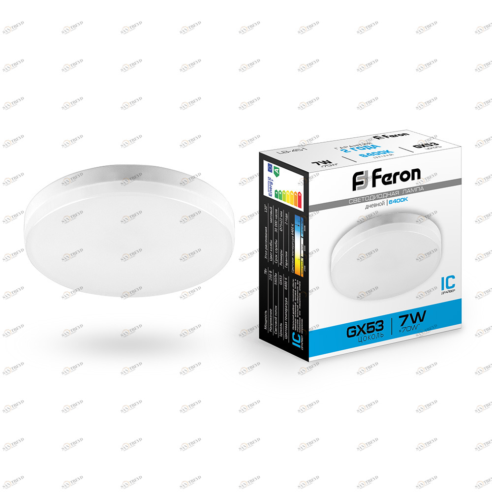 Лампа светодиодная Feron GX53 7W 6400K LB-451 25866 FERON  00-3956652 Матовый 