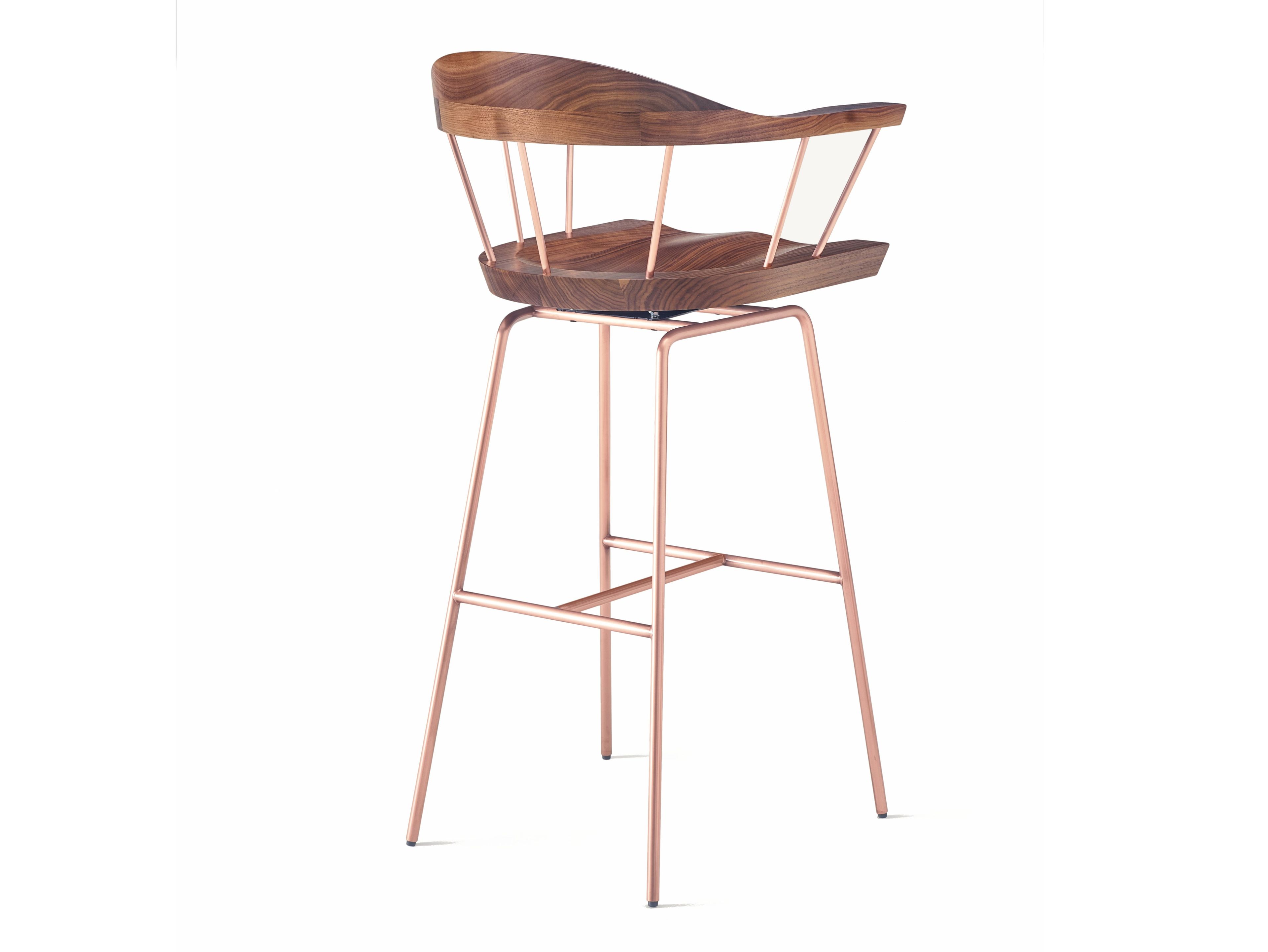 Высокий барный стул из стали и дерева с подлокотниками BassamFellows Spindle ARCH-00104076 - Вид №8