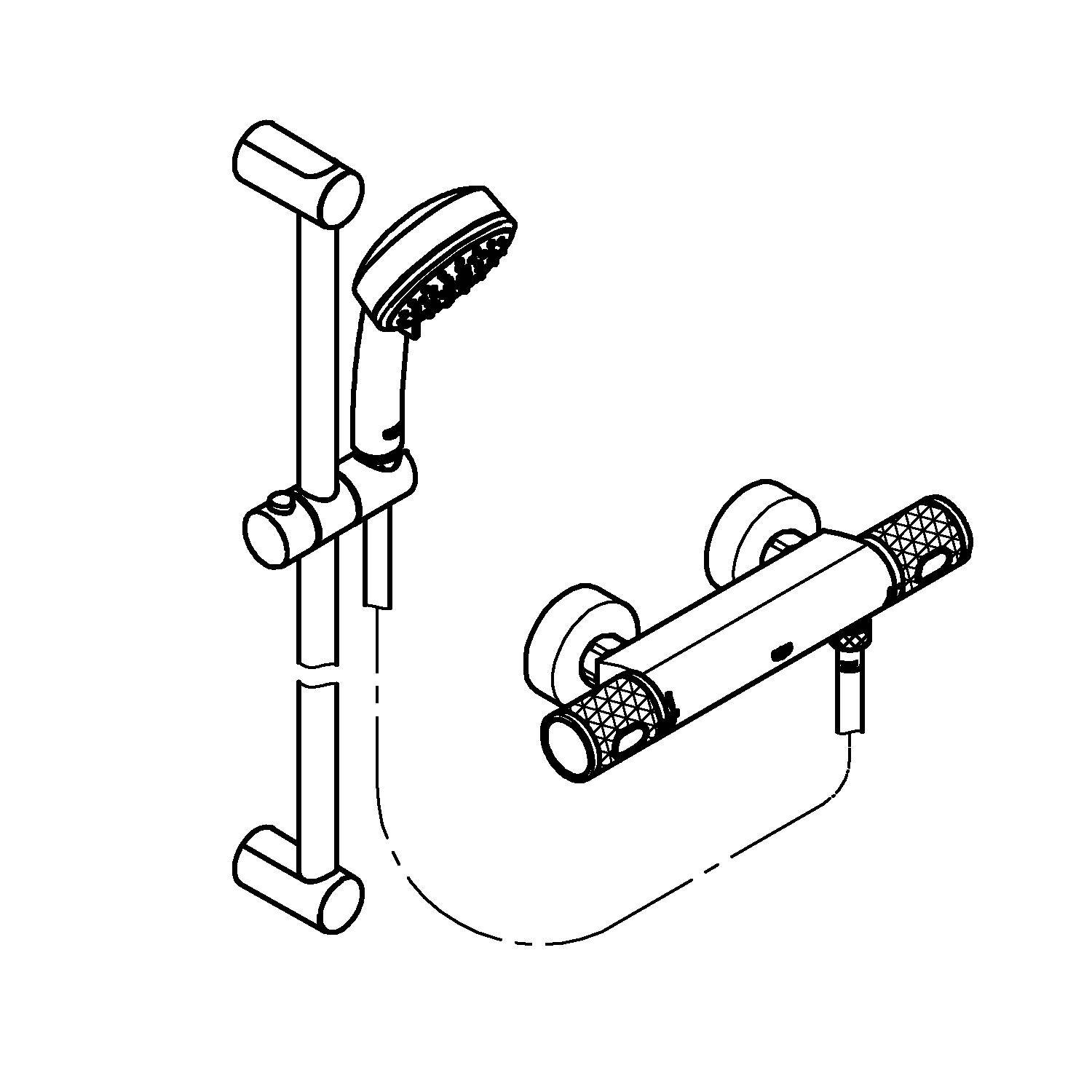 Термостат для душа GROHE Grohtherm 1000 Performance + Душевой гарнитур Tempesta Cosmopolitan 100, хром (34784000) - Вид №1