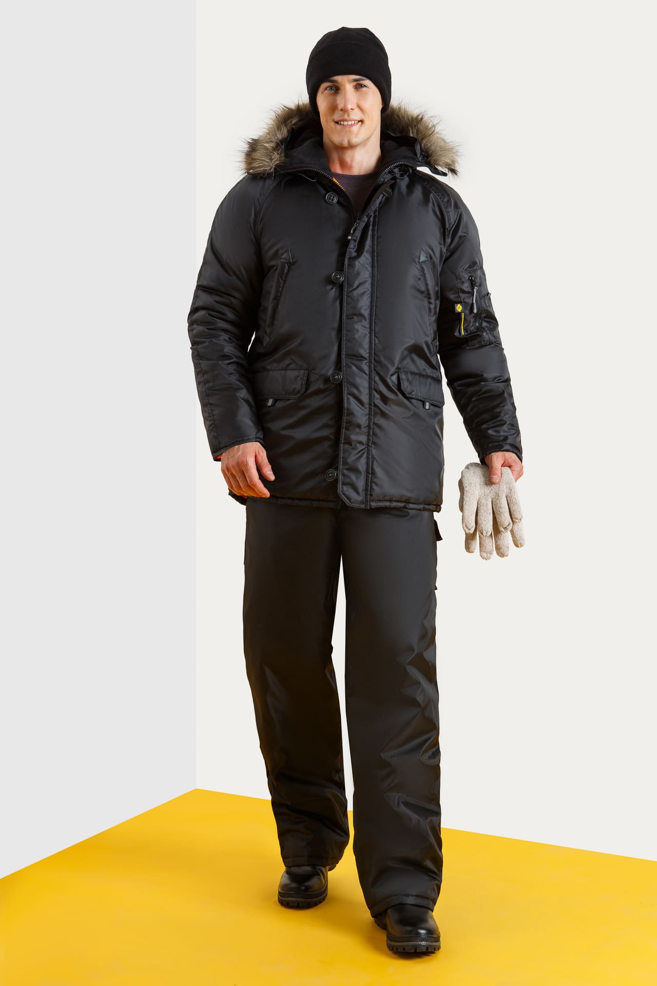 63584 Куртка "Север" удлиненная черная  Зимняя спецодежда  размер 52-54/182-188  - Вид №4