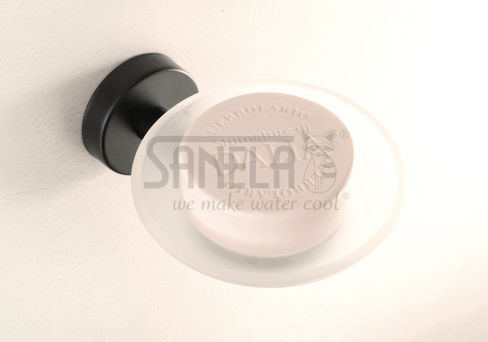 62131 Нержавеющая мыльница со стеклом, черная матовая поверхность SANELA  - Вид №1