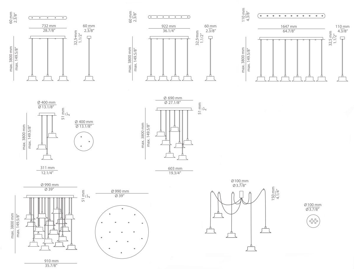Estiluz Металлический подвесной светильник с диммером Maine T3415lc; t3416lc - Вид №24